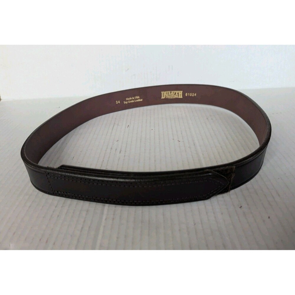 Duluth Trading Co 61024 Brown Buckle-less Leather Belt Mens SZ 34 USA